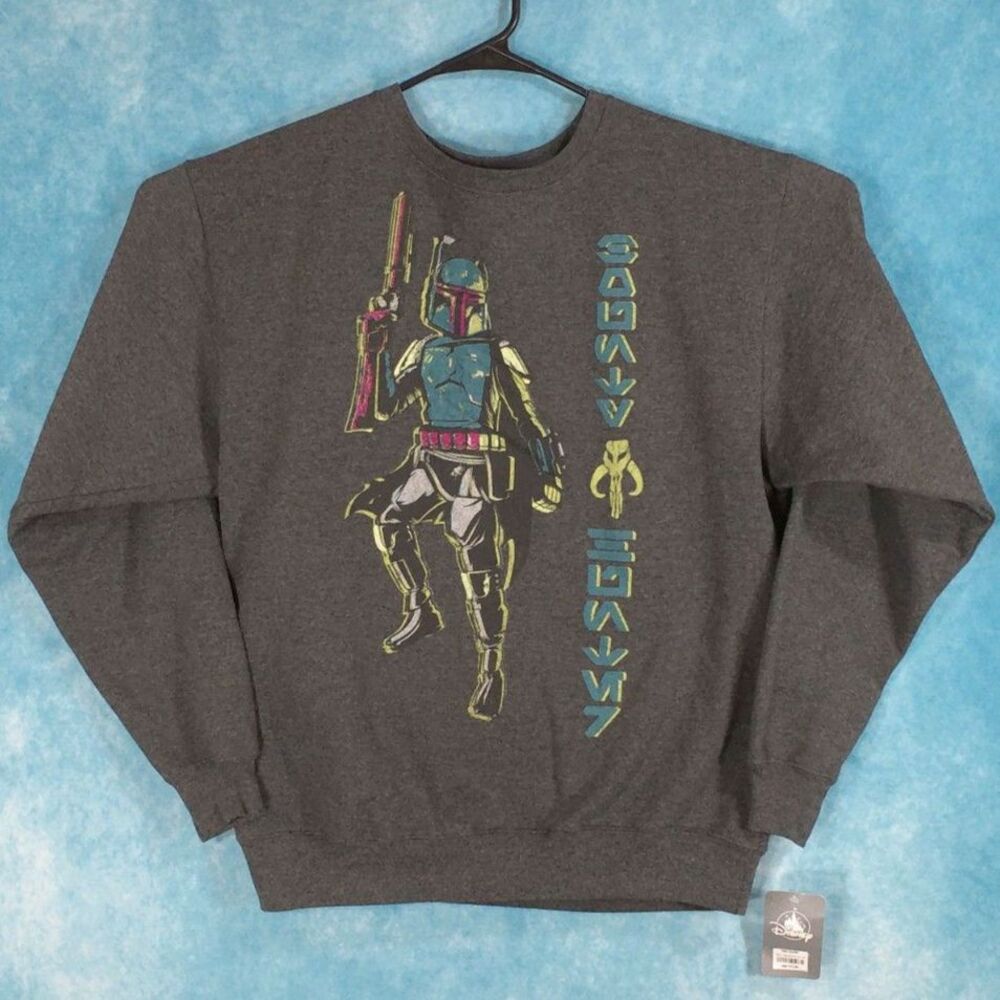 Disney NWT Star Wars Mandalorian Long Sleeve Sweatshirt, Gray, Size Medium